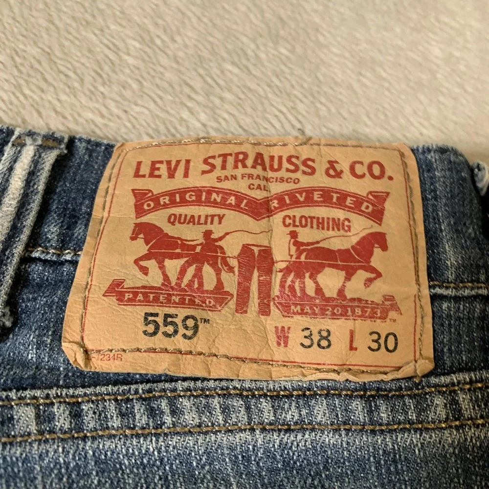 VTG Levis 559 Jeans Mens 38x30 Blue Relaxed Straight Fit Stretch Denim Mid Wash‎
